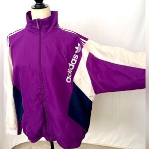 NEW🔥ADIDAS WOMEN'S oversized Track Jacket Purple and White XL.